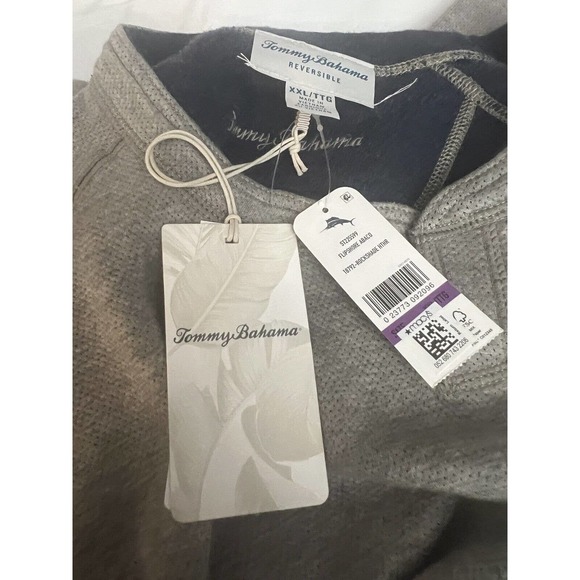 NWT Tommy Bahama Light Sweater Men Reversible Sz: XXL Grey/ Flip Side Navy - Picture 11 of 13